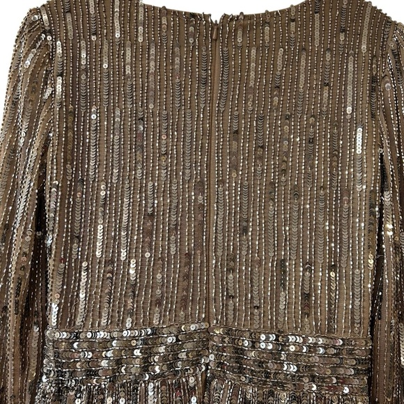 MAC DUGGAL 5528 Long Sleeve Tea Length Midi Dress Sz 2 Dark Taupe NWT $398 ✨ - Picture 14 of 14